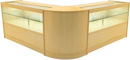 Selene led winkel toonbank set - esdoorn - 150/60 cm - 2xc1500+cm60