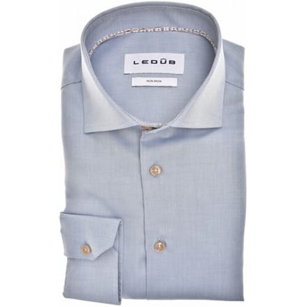 Ledûb Overhemd Uni Color Pure Cotton Non-Iron Midden Blauw / male