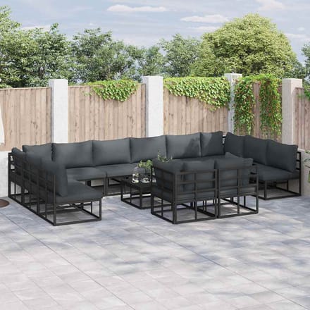 vidaXL - Tuinbank - Set - 12 - st - Zwart - Aluminium