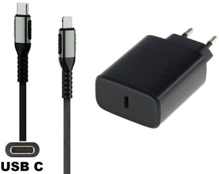 OneOne 20W snellader + 0,5m OneOne USB C naar Lightning kabel. PD lader. Universele oplader adapter past op Apple iPhone 11 Pro, iPhone 11 Pro Max, iPhone 12, iPhone 12 Mini, iPhone 12 Pro, iPhone 12 Pro Max, iPhone 13