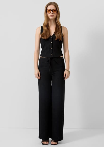 Damesbroek van gestructureerde stof met elastische taille QS