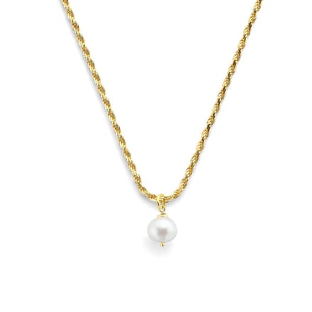 collier parel 41 + 4 cm zilver verguld (geel)