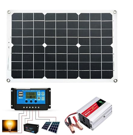 Zonnegenerator Set - Energieopslag - Buitenactiviteiten - Zuivere Sinusgolf - 300W Vermogen - Metaal