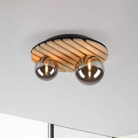 JUST LIGHT. GmbH JUST LIGHT. Groene Stika plafondlamp, rond, 2-lamps, hout