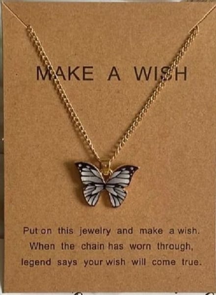 Wens hanger | kinder ketting | Vlinder Grijs