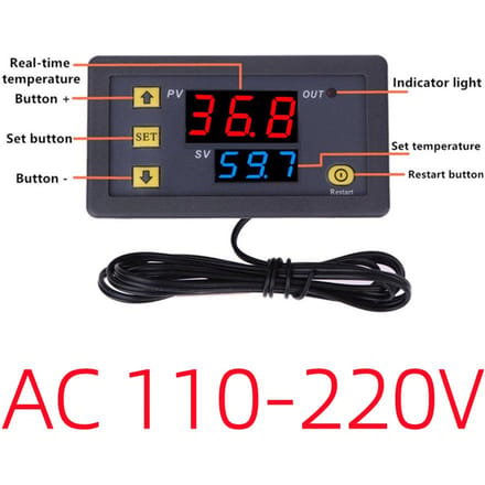 W3230 Digitale temperatuurregelaar LED-display 12V / 24V / AC110-220V Microcomputer Thermostaatschakelaar Regulator Warmte- / koelingthermoregulator met sensor 110~220V