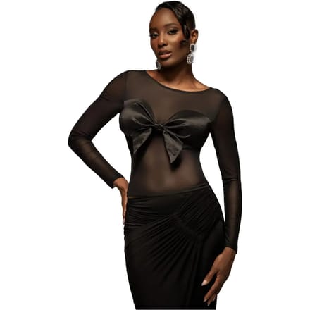 Strakke jurk met vlinderdas dames Goddiva Taffeta
