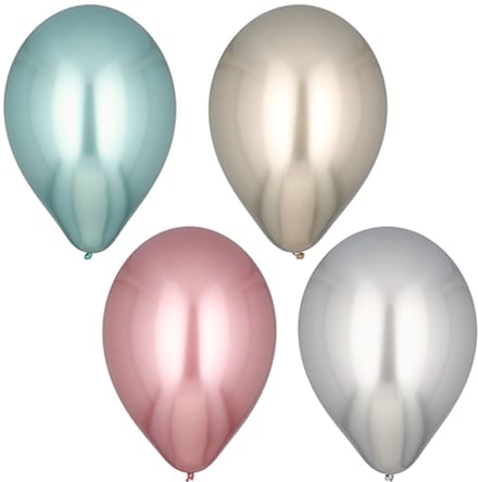 10x 4 Ballonnen Ø 33 cm assorti kleuren Shiny large