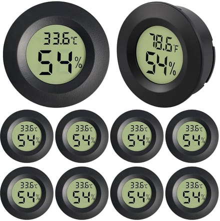 10x Digitale Mini Hygrometer Thermometer Zwart voor Binnen en Kas