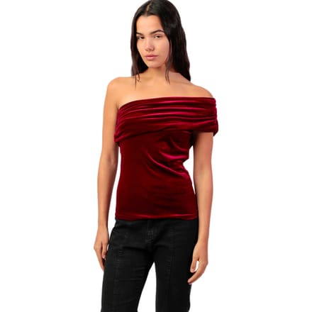 Blouse Admas Asymmetrische fluwelen top Velour And Lace