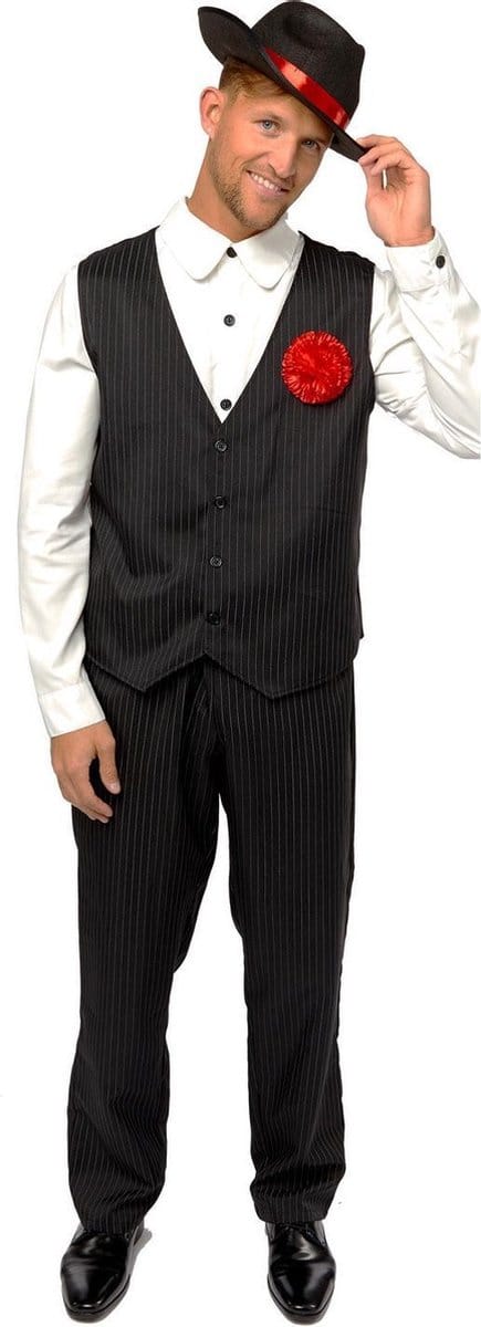 Amscan Verkleedkostuum Gangster Heren Polyester Zwart 3-delig Maat M/l