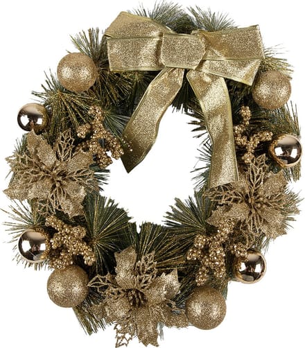 Clayre & Eef Kerstkrans Ø 40 cm Goudkleurig Kunststof