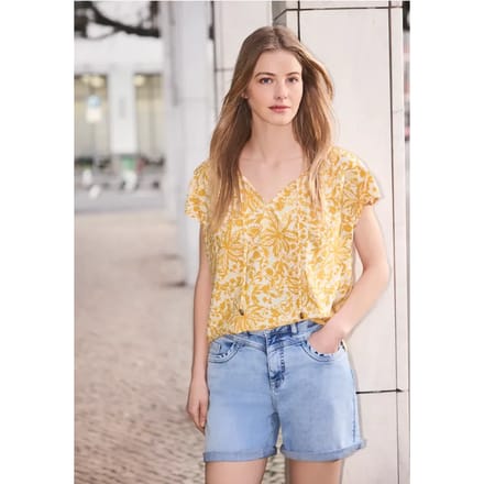 Blouse met hangende schouder en linten