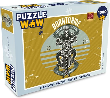 Puzzel Mancave - Motor - Skelet - Vintage - Legpuzzel - Puzzel 1000 stukjes volwassenen