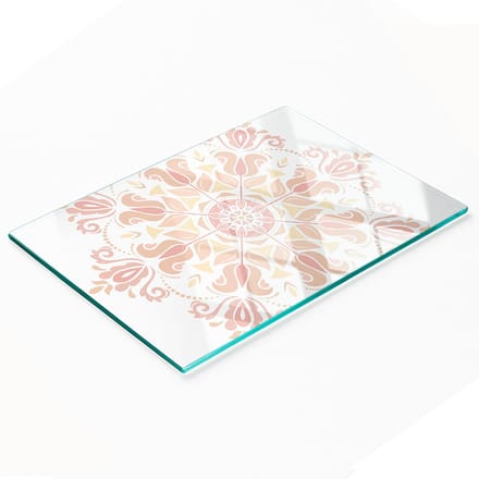 Multifunctioneel decoratief glazen keukenbord/ornament 80x52 cm