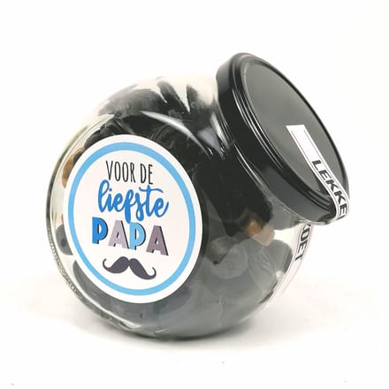 Vaderdag cadeau - Snoeppot drop - "Voor de liefste Papa" gemengde drop - snoep cadeau - bedankje - liefde - zomaar