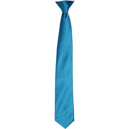 Premier Kleuren Heren Satin Clip Tie (Teal)