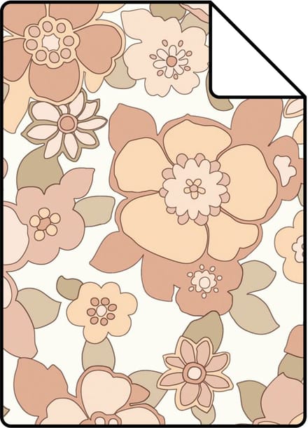 Proefstaal ESTAhome behang retro bloemen beige - 26.5 x 21 cm - 131526-S