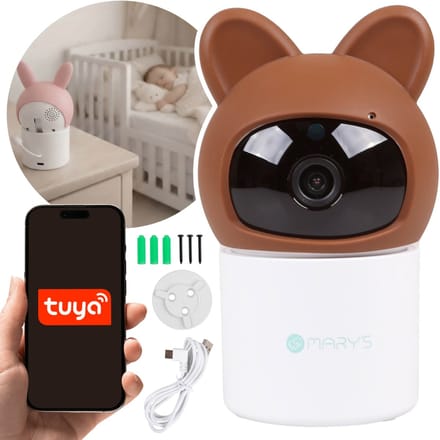 Mary's Draaibare elektronische babyfoon, kindercamera Teddybeer, WiFi TUYA, bewegingsdetectie, USB