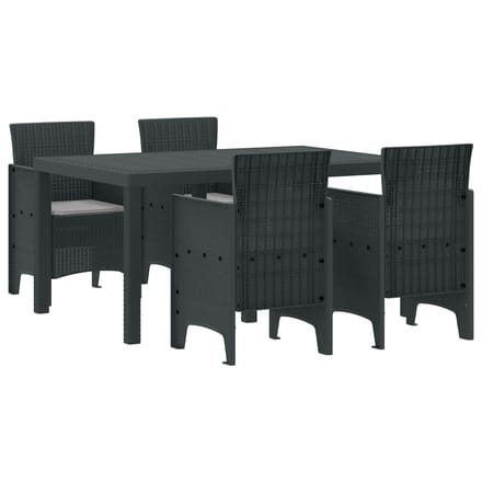 vidaXL - Tuin - Eettafel - Set - 5 - st - Antraciet - Polt - riet