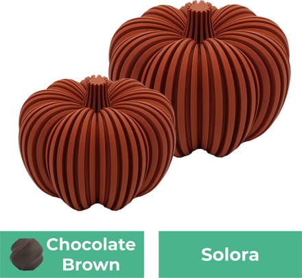 Solora pompoen beeld set – Decoratief beeld - Chocolade Bruin - 3d geprinte beeld – Herfst woondecoratie - 10CM & 12.5CM