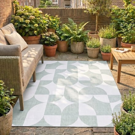 FRAAI Abstract buitenkleed - Groovy Tiles Groen - 80x150cm
