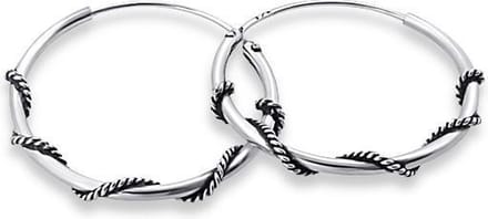 Montebello Oorbellen Capri Large - 925 Zilver Geoxideerd - Bali - 1mm - ∅20mm