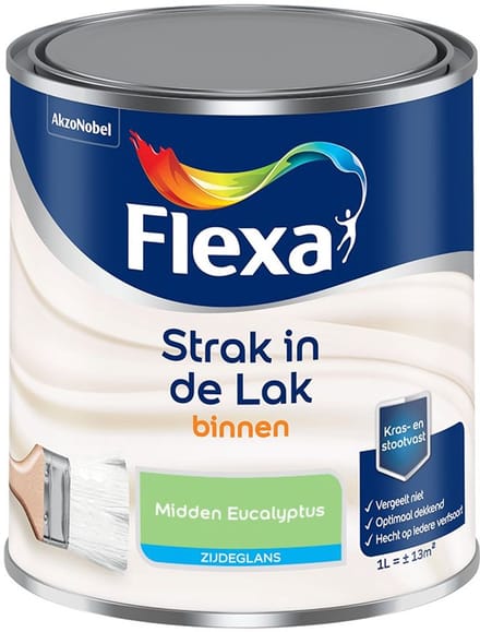 Flexa - Strak In De Lak Binnenlak Zijdeglans - Midden Eucalyptus - Mengverf - 1 L