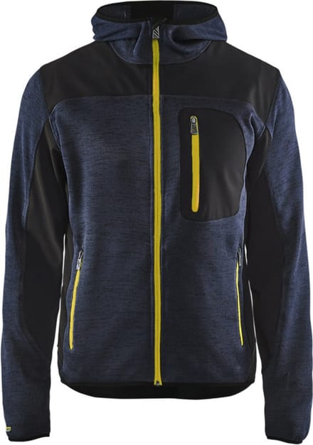 Blaklader Gebreid vest met softshell 4930-2117 - Donkerblauw/Geel - 4XL
