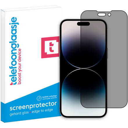 iPhone 15 Privacy screenprotector gehard glas Edge to Edge