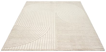 Vloerkleed Elio Japandi – Modern Design met Halve Cirkels in Beige-80 x 150 cm