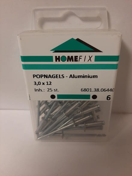 Homefix Popnagels-Aluminium 3.0x10 mm. 25 Stuks klink nagels.