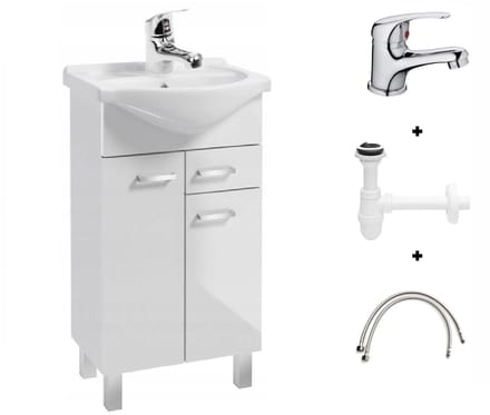 Deftrans Mea - Wastafelmeubel - Wit Glans - Inclusief Bateria & Syfon