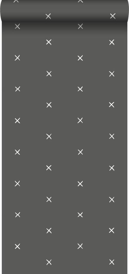 ESTAhome behang grafisch motief vergrijsd zwart - 53 cm x 10.05 m - 139070