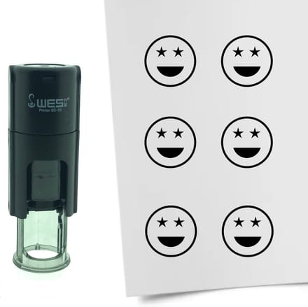 CombiCraft Stempel Smiley Trots 10mm rond - Zwarte inkt