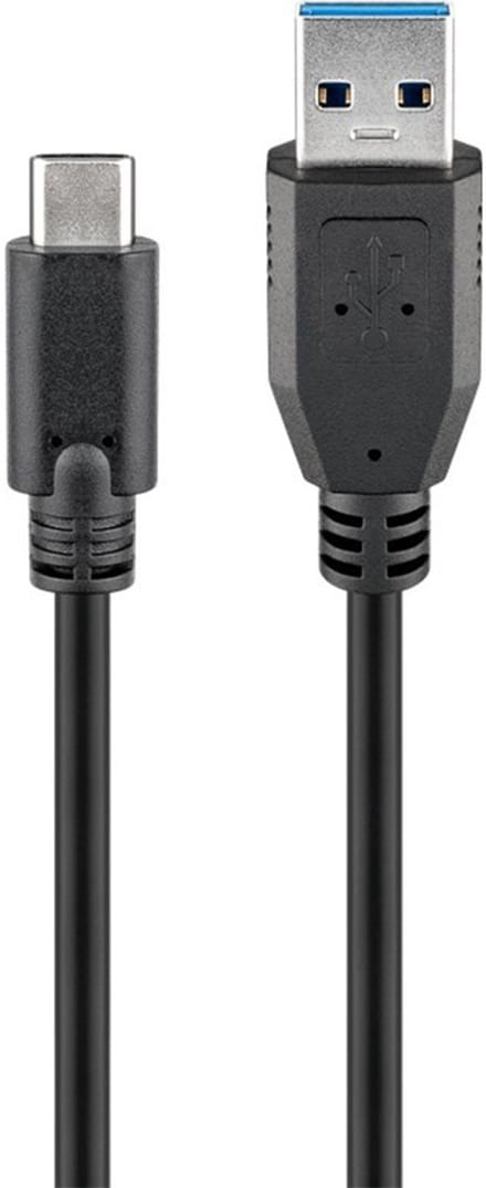 Goobay USB-C naar USB-A-kabel, 1 m, zwart, 60 W, 3 A, 10 Gbit/s, USB 3.2