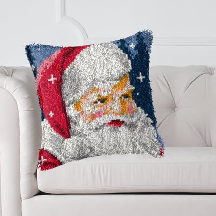 Smyrna kussen DIY Kit, Knoop je eigen kussen Latch hook, telpatroon, 43x43cm, kerst, kerstman, cadeau, creatief