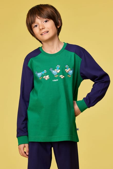 Pyjama jongens woody duiven groen