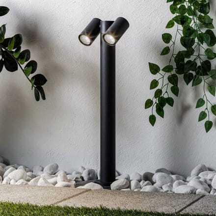 PRIOS - Tuinpad verlichting - 2lichts - Aluminium, glas - H: 60 cm - GU10 - donkergrijs