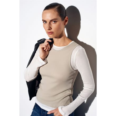 Fitted Katoenen Crewneck Langemouw Blouse