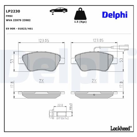 Remblokkenset, schijfrem DELPHI LP2230