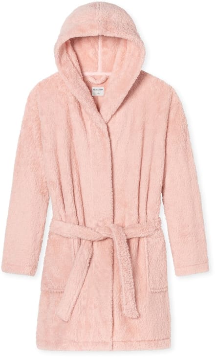 SCHIESSER Essentials badjas - dames kamerjas teddy fleece comfort fit roze