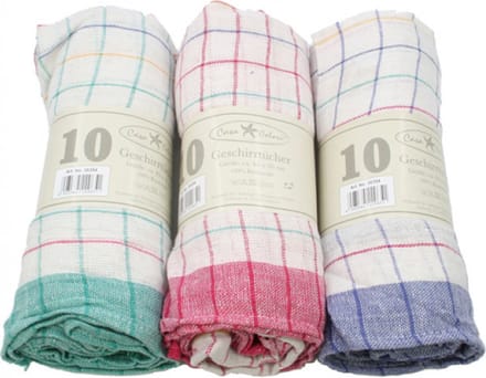 Theedoeken set - 10x stuks - Met ruitjes - 45x70 cm - Multicolor - Keukendoek