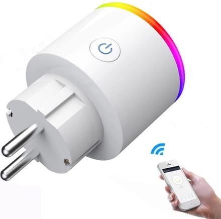 DrPhone VOICE2 Slimme WiFi Stekker 16A RGB LED – Smart Life – Alexa & Google Assistant – 2.4GHz – Wit