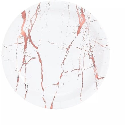 Kartonnen wegwerp borden – Marble Roségoud – 18 cm – 20 stuks – Wegwerpservies