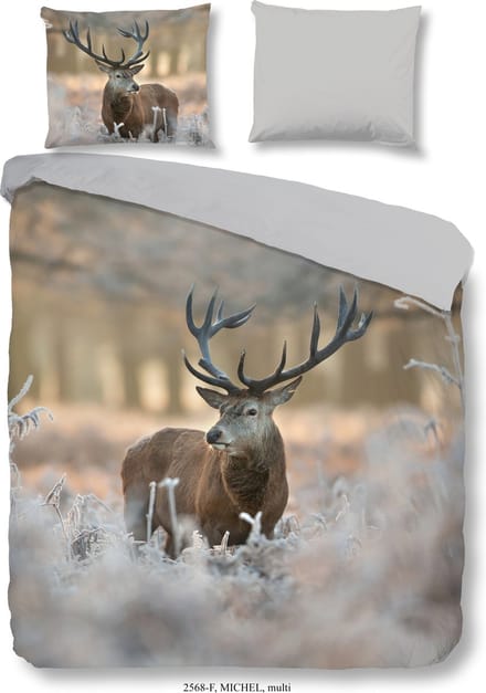 Good Morning Dekbedovertrek "hert" - Multi - (140x200/220 cm) - Katoen Flanel