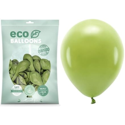 Partydeco - ECO ballonnen - Olijfgroen 100 stuks (26 cm)