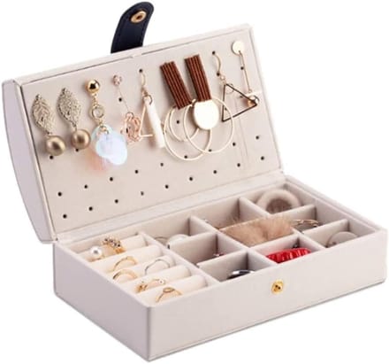 Sieradendoos Organizer - Juwelendoosje Reis - Sieraden Opbergen - Dubbellaags Ontwerp - 17x9x6 cm - A