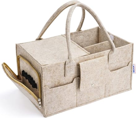 Luier Caddy Organizer voor Babyspullen - Draagbare Luierhouder met Deksel en Grote Opbergruimte