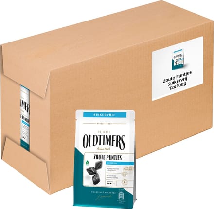 Oldtimers - Drop - Zoute Puntjes Suikervrij - 12 zakjes - 100 gram